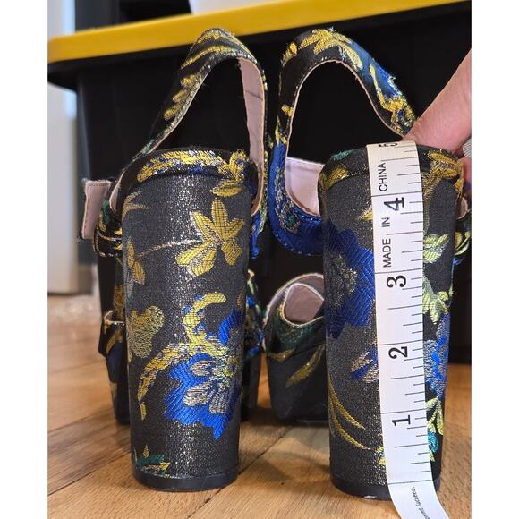 Circus by Sam Edelman Maria Metallic Floral Block Heel 7 1/2 90s Y2K - Picture 4 of 6